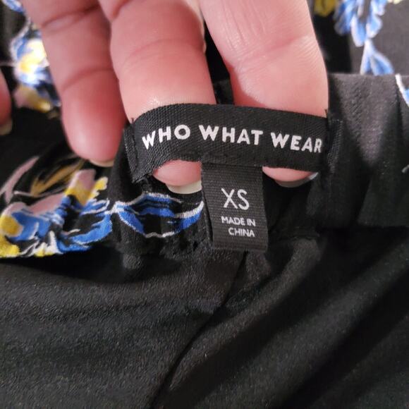 Who What Wear Halter Maxi Dress Womens XS Black Floral Tiered Chiffon Sleeveless - Picture 6 of 10